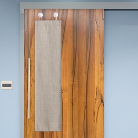 NICETOWN Small French Door Curtains with Self Adhesive Hooks, Thermal Insulated Faux Linen Blackout Door Curtains for Glass Multimedia Classroom Office (8W x 36L, 1 Panel, Angora)