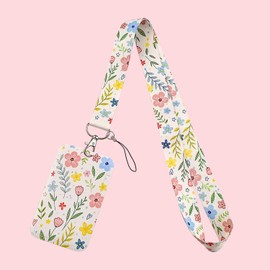 Flowers Lanyard with ID Badge Holder, Cute Lanyard for Keys with ID Badge Holder, Neck Strap for Keys, Wallet, ID Card — Heavy Duty Lanyards Set for Women, Men, Teacher, Nurse, Office