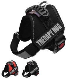 Albcorp Reflective Therapy Dog Vest Harness, Woven Nylon, Adjustable Service Animal Jacket, with 2 Hook and Loop Therapy Dog Removable Patches. Black, XXS