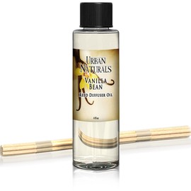 Urban Naturals Vanilla Bean Scented Oil Reed Diffuser Refill | Includes a Free Set of Reed Sticks! Vanilla Cream, Amber & Sweet Tonka Bean, 4 oz.
