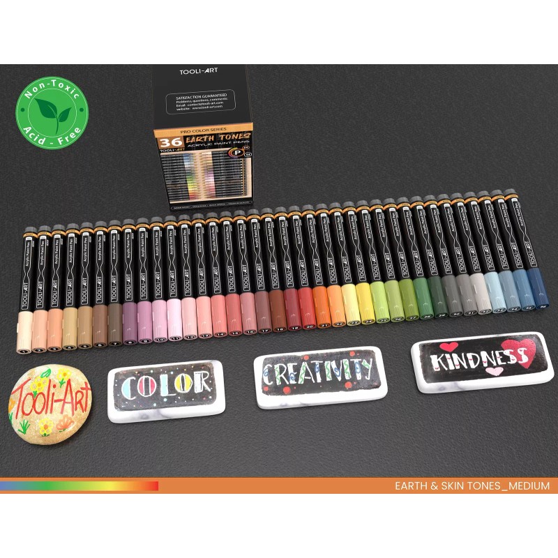 TOOLI-ART 36 Acrylic Paint Pens Skin and Earth Tones (3mm