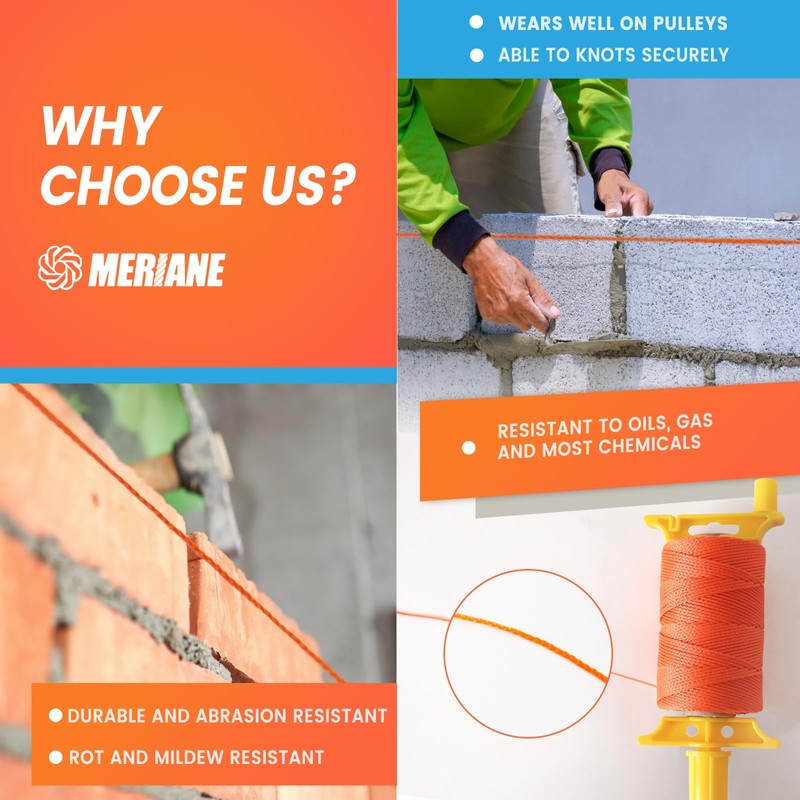 MERIANE Mason Line w/Reloadable Line Reel, 500FT Nylon String Line,