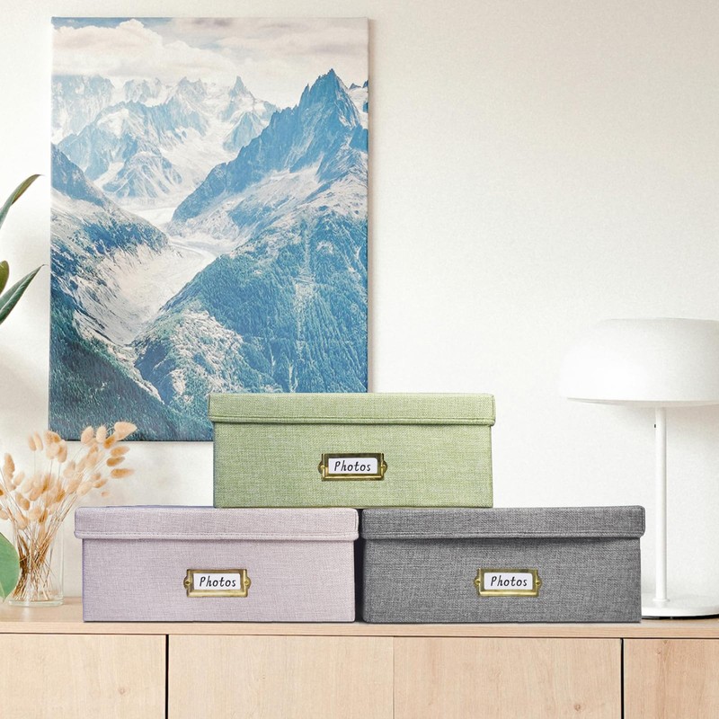 Sprsthai Linen Photo Storage Box – Holds 1700 Photos, 24
