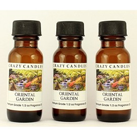 Crazy Candles Oriental Garden 3 Bottles 1/2 Fl Oz Each (15ml) Premium Grade Scented Fragrance Oil (Floral and Herbal Scented)