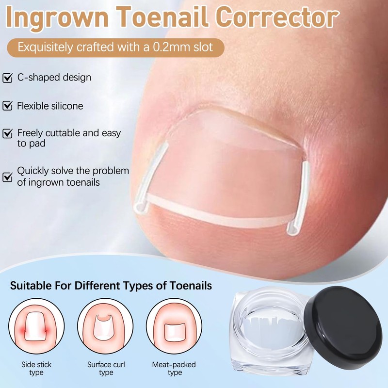 Professional Ingrown Toenail Set with Breathable Ingrown Toenail Strips, Curved