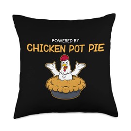Funny Powered by Chicken Pot Pie American Food Throw Pillow