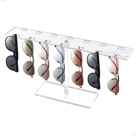 fuxunamz Glasses Stand for Multiple Glasses, Glasses Storage, Sunglasses Storage, Acrylic, 14 Lenses Can Be Displayed, Suitable for Desk, Bedroom, Transparent