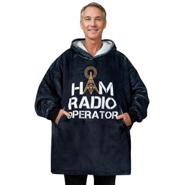 Ham Radio Gifts, Wearable Fleece Ham Radio Blanket Hoodie, Super Soft Warm Cozy with Giant Pocket, Funny Gifts on Birthday and Christmas - One Size Fits Most