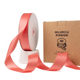 Light Coral Ribbon 1 Inch Coral Satin Ribbon 50 Yards Double Faced Satin Ribbon Coral Silk Ribbon Thick Coral Ribbon for Gift Wrapping Flower Bouquet Wedding Invitations Hair Bows Crafts