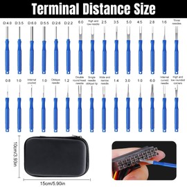 QINGHEC 30 Pcs Terminal Removal Tool Kit, Pin Extractor Tool Set, Key Extractor Tool, Electrical Terminal Depinning Tools with A Protective Bag for Car Connector Terminals (Blue)