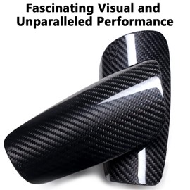 Carbon Fiber Soccer Shin Guards,with Carry Case,Sleeves,Genuine Carbon,Large Cushioned,Professional Slip in Hard Shin Pad for Kid,Youth,Adult (L, Black+Sleeves)