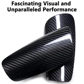 Carbon Fiber Soccer Shin Guards,with Carry Case,Sleeves,Genuine Carbon,Large Cushioned,Professional Slip in Hard Shin Pad for Kid,Youth,Adult (L, Black+Sleeves)