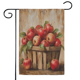 Sabokido Fall Apples Wood Garden Flags 12x18 Inch Double Sided Outside, Autumn Yard Flag Welcome Garden Flag for Seasonal Holiday Porch Patio Lawn Farmhouse Outdoor Decoration