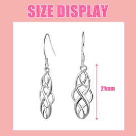 Silver Drop Earrings for Women, Twisted Linear Dangle Earrings, Sterling Silver Hypoallergenic Earring, Silver Earrings Jewellery for Girl, Dangly Earrings Birthday Gift