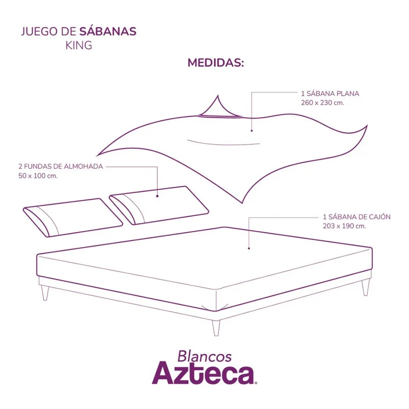 Juego De Sábanas King Size Tacto Algodón Blancos Azteca