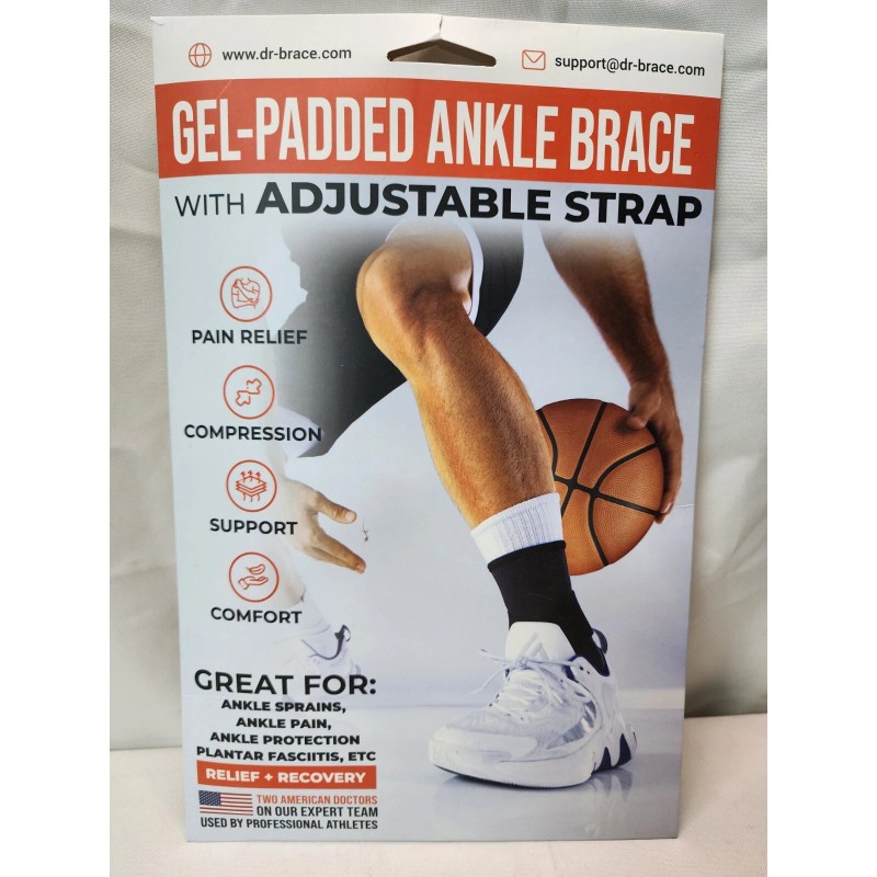 Dr. Brace Elite Ankle Brace with Strap, Black, Large