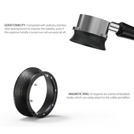 KYONANO 58mm Espresso Dosing Funnel Magnetic - Portafilter Funnel 58mm - Espresso Funnel - Coffee Dosing Ring Compatible with 58mm Gaggia E61 Portafilter - Espresso Accessories for Barista, Home, Cafe