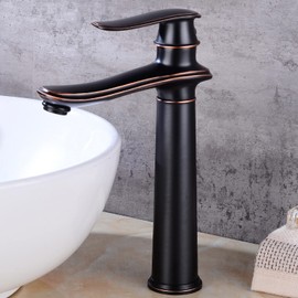 XYBSDBTNR Vintage Bathroom Faucet, Brass Sink Faucet Bathroom, Sink Faucet Hot and Cold Mix Tap, Bathroom Sink Faucet Single Handle, Black Antique, High(Heigu,High)