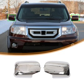 HIRUFAIT Side Door Mirror Cover Compatible with Honda Pilot 2009-2015 Accessories, Car Outside Rear View Mirror Housing Protector Cover Cap Trim ABS 2PCS (with Turn Signal Cutout) (Sliver)