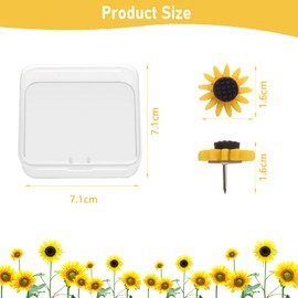 40Pcs Sunflower Push Pins, Pletpet Cute Decorative Sunflowers Push Pins for Cork/Bulletin Board with Square Box, Sturdy Thumbtacks for Holding Photos Files