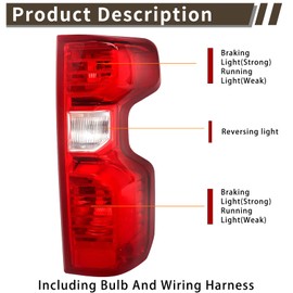MiKaFex Tail Light Assembly Compatible With 2019-2024 Chevy Silverado 1500 2500HD 3500HD Right Passenger Side Rear Taillight Tail Lamp Halogen Brake Lamp With Bulb and Harness