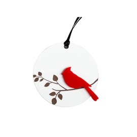 Memorial Christmas Ornament, Red Acrylic Cardinal on Engraved Wood Branch, Sympathy Gift for Loss of Loved One