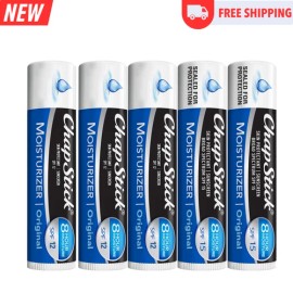 ChapStick Moisturizer 2-in-1 Lipcare 5-Pack (3 SPF 12, 2 SPF 15) Original Lip Ba