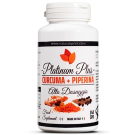 Turmeric Curcumin and Piperine Plus - Natural Anti-inflammatory and Antioxidant  High Dose Piperine  240 Turmeric Vegan Tablets - Made in Italy