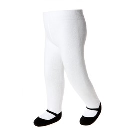 Baby Girl Tights with Sewn-in Mary Jane Shoe Design - Anti Slip - Cotton-Infant & Toddler Sizes