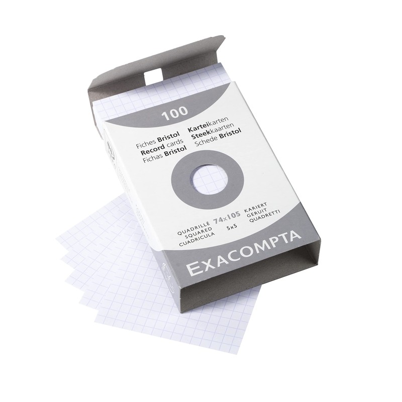 Exacompta 13200B Pack of 100 Index Cards DIN A7 7.4