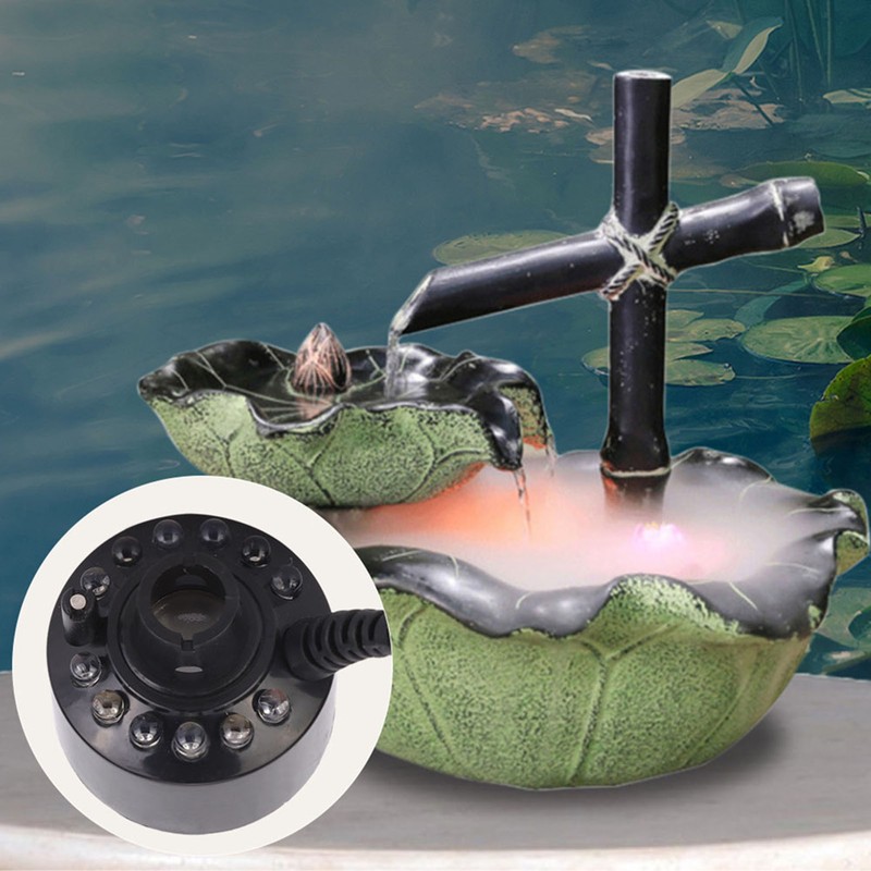 Black Aquarium 12 LED Light Ultrasonic Mist Maker Atomizer Water