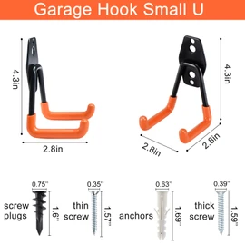 AOBEN Garage Hooks Heavy Duty, Steel Garage Storage Hooks, Utility Tool Hangers and Combinable Wall Mount Garage Hooks for Organizing Ladder, Hold Chairs, Heavy Tools  (Small U, 10 Pack)