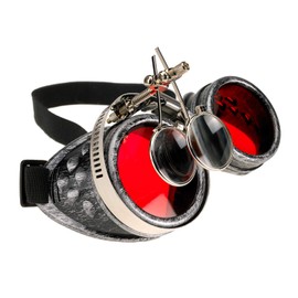 4sold Loupes Steampunk Antique Copper Cyber Goggles, Rave, Goth, Vintage, Victorian Sunglasses, Includes Free Sunglasses Lens and Additional Stickers -