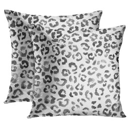 Emvency Set of 2 Throw Pillow Cover Leopard Print Pattern Black Watercolor Hand Paint Decorative Pillow Case Animal Home Decor Square 20 x 20 Inch Cushion Pillowcase