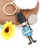 Tobestu Cute Sparkle Rhinestone Crystal Guardian Soldier Keychain Pompom Ball