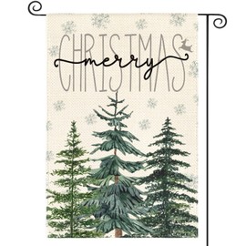 AVOIN colorlife Merry Christmas Garden Flag 12x18 Inch Christmas Tree Double Sided Outside, Winter Festive Holiday Yard Outdoor Decorative Flag
