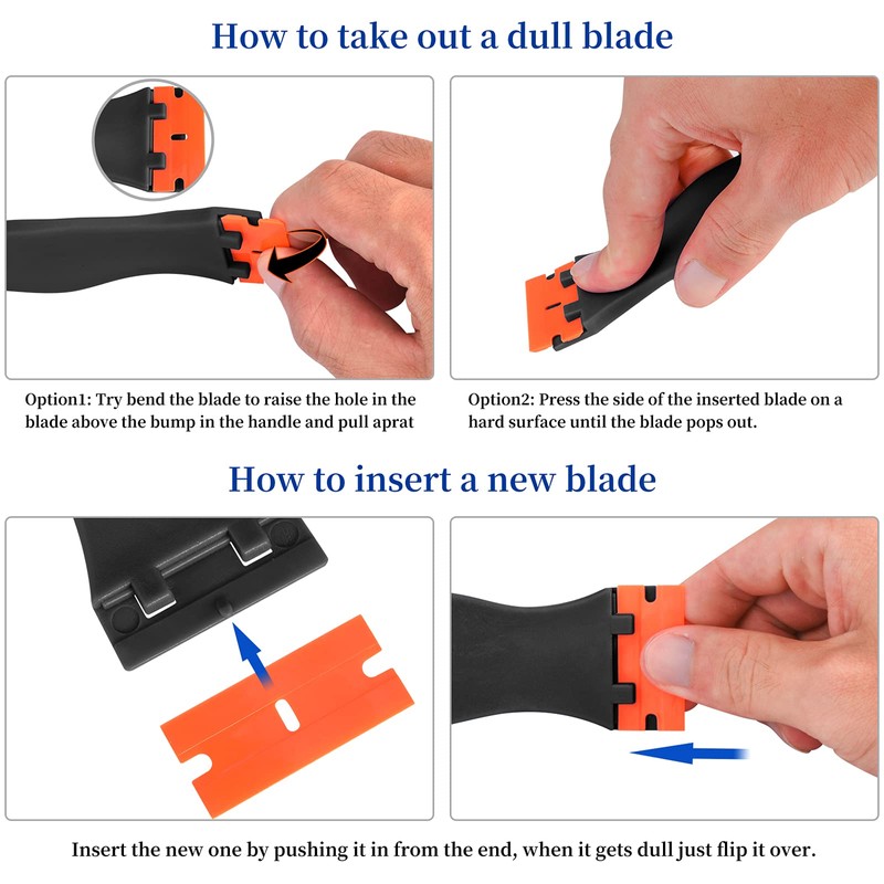 Plastic Razor Blade Scraper, 2 Pack Razor Scraper with 120