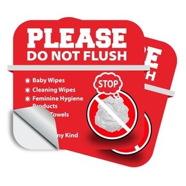 AK- Pack of 2 Please Do Not Flush Anything Except Toilet Paper Sign Self Adhesive Decal Sticker Door | Window Any Smooth Surface Size: 6"x 6" inch