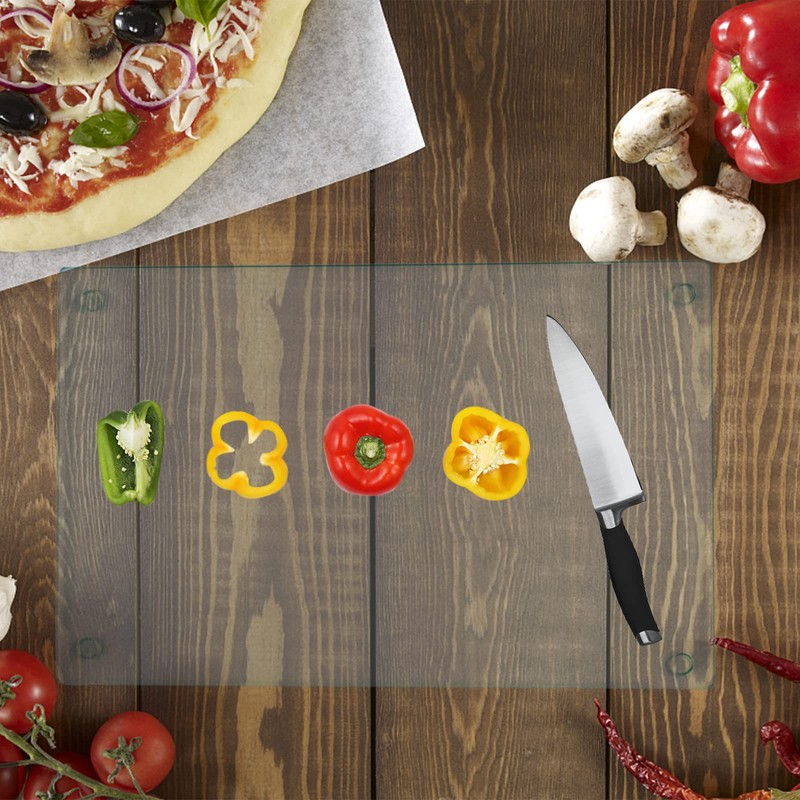 Hacaroa 4 Pack Tempered Glass Cutting Board with Rubber Feet,