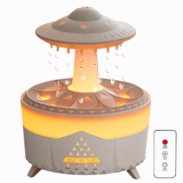 2024 New Rain Cloud Humidifier with 7 Color Night Light Cool UFO Style Micro Humidifier Aromatherapy Diffuser No Sound Oil Diffusers for Home Office Relax Mood (White)