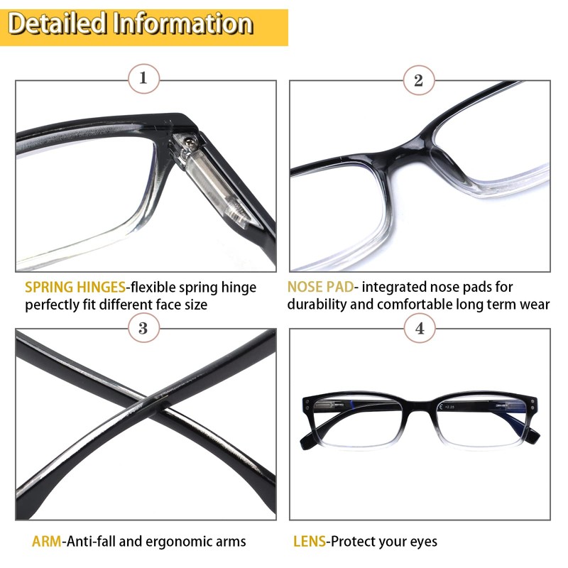 Kerecsen 4 Pack Reading Glasses for Men and Women with