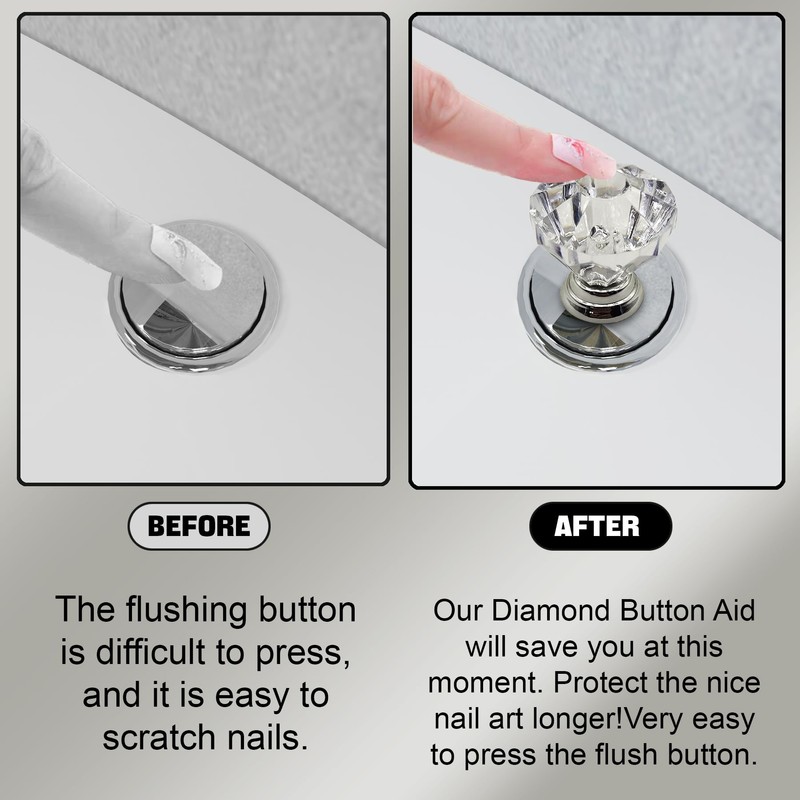 XQIGI Toilet Tank Button Pack of 4,Crystal Toilet Top Push
