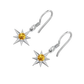 GemInspire Star Dangle Drop Earrings, Citrine Dangle Earring, Birthstone Earring for Women, November Birthstone Gift, Celestial Jewelry, Gift for Mom Girlfriend (1.25-inch length)