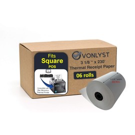 Vonlyst Receipt Paper 3 1/8 x 230 for Square POS Thermal Printer (Pack 06 rolls)
