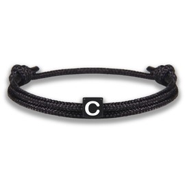 GD GOOD.designs Bracelet with Letters, Adjustable Partner Bracelet (14 cm - 25 cm) with Black Braided Rope, Polyester