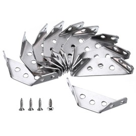 uxcell 20pcs Universal Stainless Steel Furniture Corner Connector with Iron Screws, Corner Trapeziform Angle Bracket Braces for Shelf Cabinet Table Chair, Silver Tone（1.5mm）