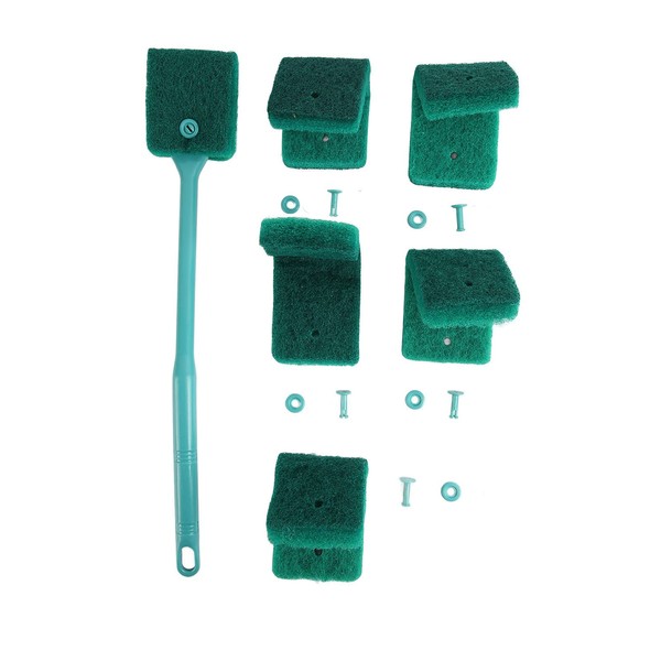 Aquarium Algae Scraper, Double Sided Sponge Brush Cleaner Long Handle