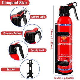 6 Pack ABC Dry Chemical Fire Extinguisher - Portable Fire Spray with Mounting Bracket for Home Kitchen Car Boat RV & Business - Compact Non-Toxic Safety Device