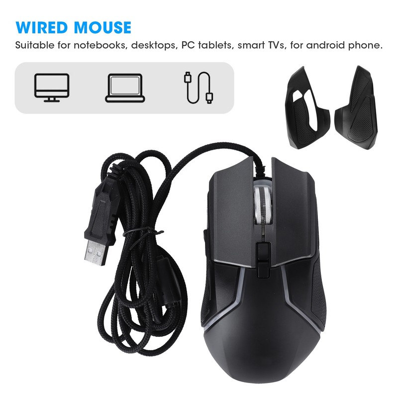 Gaming Mouse Adjustable DPI Mechanical Ergonomic RGB Lighting Wired Mice