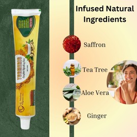 Turmeric Toothpaste – Saffron, Aloe Vera, Tea Tree & Ginger – Sensitive Teeth Care, Gum Health, Natural Whitening – Paraben-Free, Fluoride-Free, Halal – 6-Pack